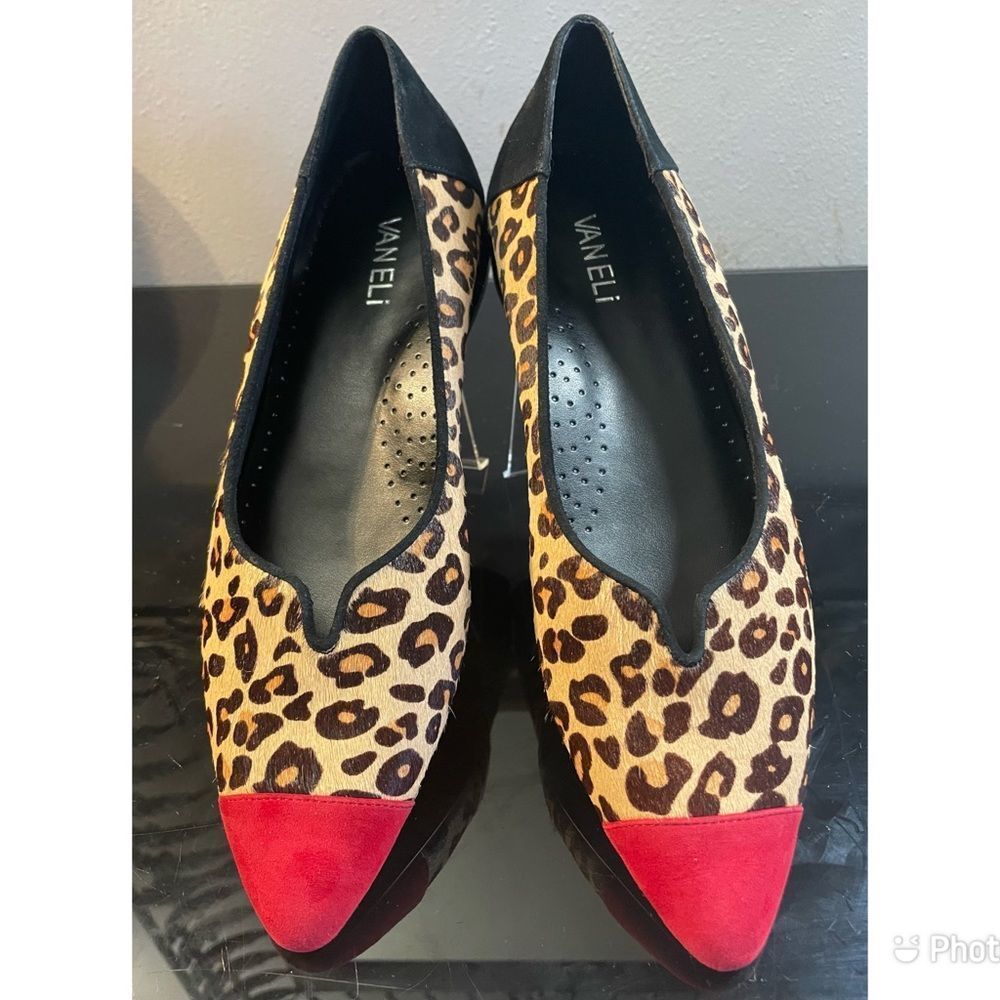New VanEli Ganet Leopard Calf Hair Suede Slip On Flats Women’s Shoes Size 9 N